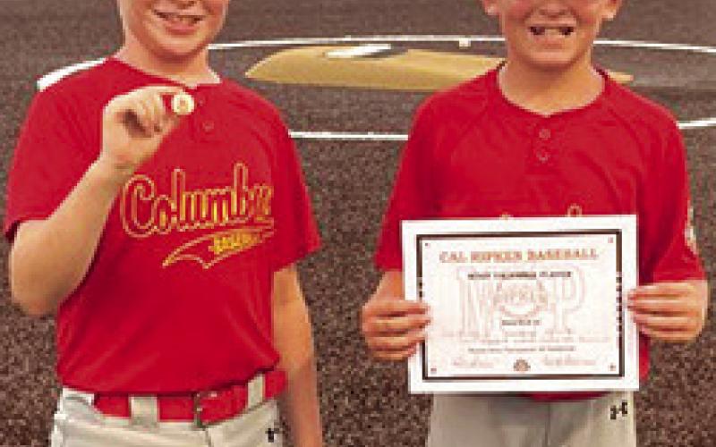 Jake Wary received the WOW Award and John Parsons was named MVP in the Kansas Cal Ripken 10U State Tournament, Game 5, at Frontenac, Saturday. Cottonwood Valley knocked off the Columbus All-Stars, 17-7, in the tourney night cap. Courtesy Photo.