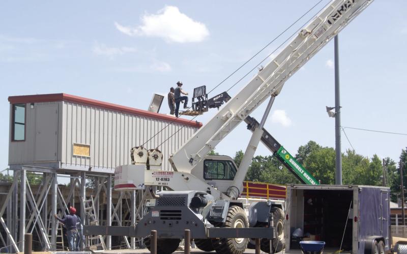A new press box has been installed atop the bleachers at the Columbus High School football stadium. The multi story press box will accommodate photographers on the second story including livestreaming. The old press box was purchased by Bobbi Williams for $100 at auction from the Picher High School. The new press box cost over $181,000.