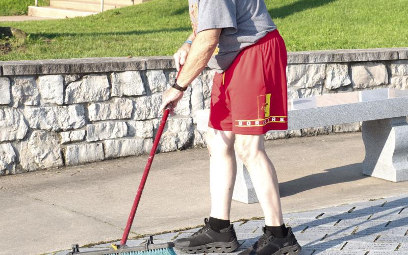 Tom Thiele spent some time cleaning up the veterans memorial at the Cherokee County Courthouse recently. The monument was brightened up just in time for the holiday.