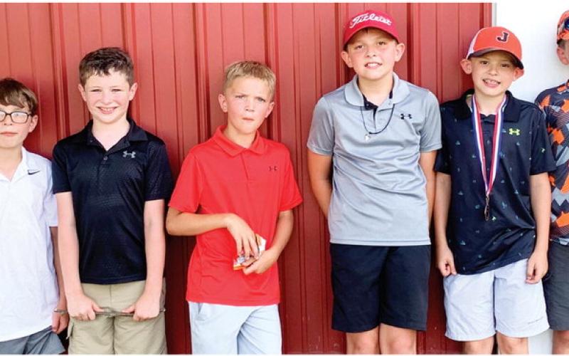 Six Columbus Junior Golfers participated in the 9-10 year-old boys division in the Oswego Junior Golf Tournament, Thursday. In a field of 17 golfers, the order of finish for the Junior Titans is Jaxon Harper in fourth place, Jake Wary was sixth, and Tanner Thompson placed seventh. Kasen Sallee finished in 12th place, Trevor Lacen 14th, and Jase Mooney 15th, Courtesy photo.