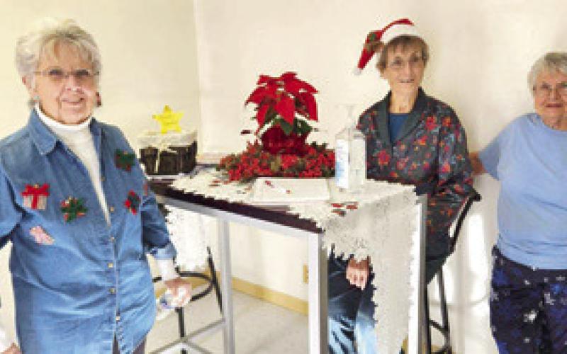 Marilyn Morris, Retha Schultz and Carol Stone were ready for the Bunco Christmas party, December 12. Players enjoyed a potluck dinner and donned festive holiday pajamas for the day.