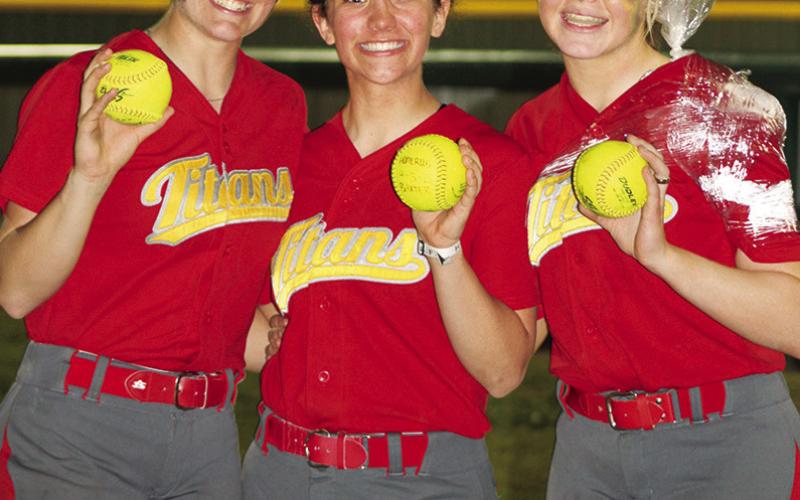 Three Lady Titans had home runs in the double header at Baxer Springs, April 3. Katie Simpson hit her long ball in the sixth inning, Katy Mooney knocked hers over in the third inning, and Graci Major cleared the fence in the first inning of the game two, 8-4, win.