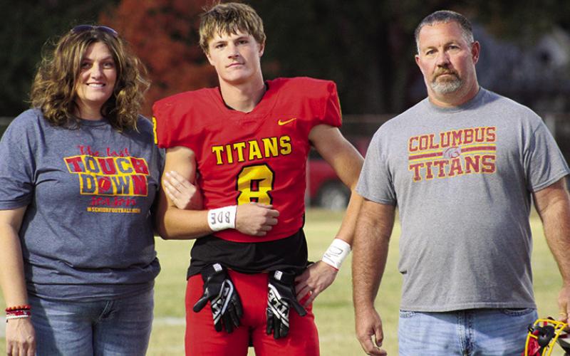 Titan Senior, Jace Midgett, was recognized on Senior Night, October 25, at Titan Stadium. Jace is a four-year member of the Titan Football Team. He was escorted by his parents, Kandi Midgett and Joey Midgett.