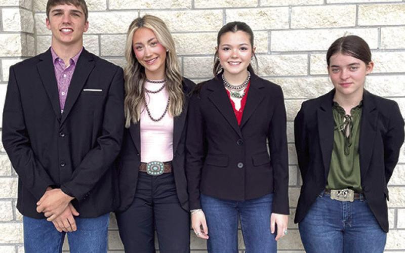 Livestock Team: Trenton Lacen, Faith Williams, Madison Duling, and Kora Welch.