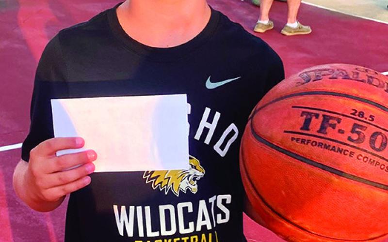 Crosby Neil won the fifth grade and under division of the free throw contest at the Freedom Fest festivities in the Columbus City Park, July 8. Courtesy Photo.