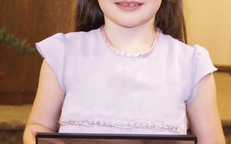 Anastasia Hudson was presented the award for most improved student at the year end award ceremony at Life Christian School.