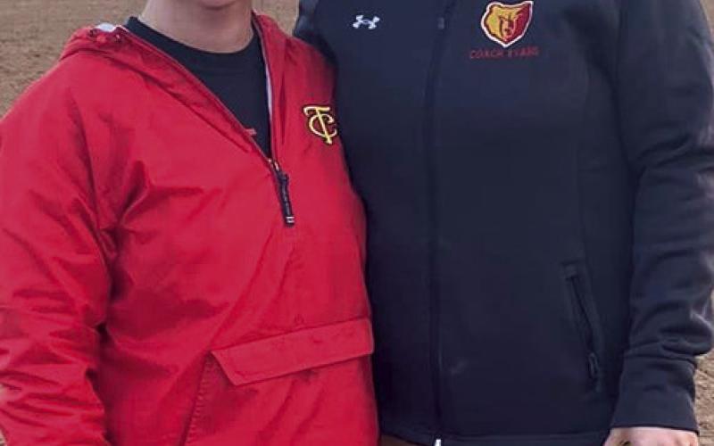 Former Lady Titan, Madison Evans, met up with her former coach, Aimee Saporito, on opposite sides of the diamond, Monday, in Altamont. Madi, a 2015 graduate of CUHS, is an assistant coach with the Labette County Lady Grizzlies. She played under the tutelage of the Lady Titan Head Coach during her high school career. Aimee remains the head coach for Columbus. Courtesy Photo.