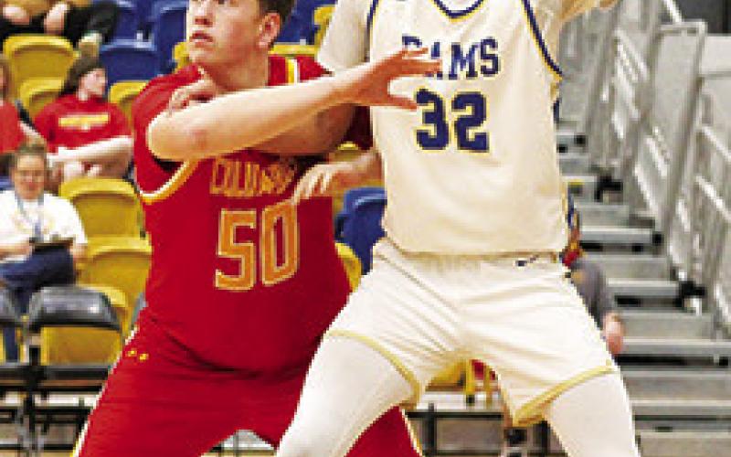 Titan Senior, Huck Hallam, was tasked with guarding Riverton Junior, Terryk Richardson, 6’9”, in the Monday, Sub-State loss in Riverton, 47-69. Richardson was held to 12 points.