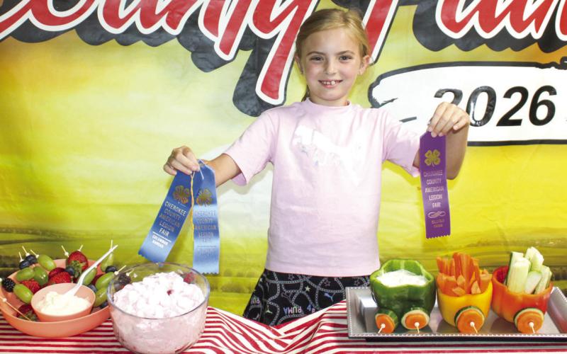 Judging for the 4-H, FFA, Heritage Youth Association foods show was held Monday, July 6 at noon. Sawyer Garner received a purple ribbon for her bell pepper dish. She used vegetables to create wheels, making a train to contain vegetable sticks and dip. She also entered a fruit dish.
