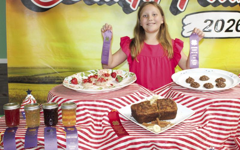 Judging for the 4-H, FFA, Heritage Youth Association foods show was held Monday, July 6 at noon. Among those showing their cooking skills was Braylee Rhodes. Not only did she show an array of ready to eat items, Rhodes also presented an assortment of jams and jellies.