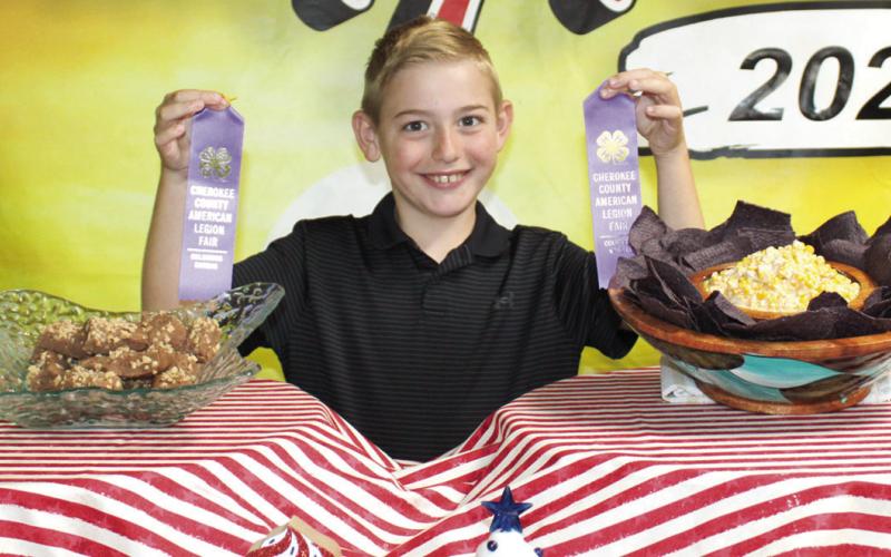Judging for the 4-H, FFA, Heritage Youth Association foods show was held Monday, July 6 at noon. Kannon Kitterman was awarded purple ribbons for his entries.