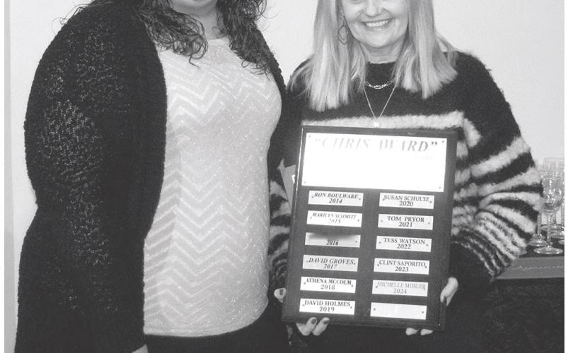 Michelle Mosler was presented with the Chris Award at last year’s Chamber dinner. This year a new Chris Award winner will be announced.
