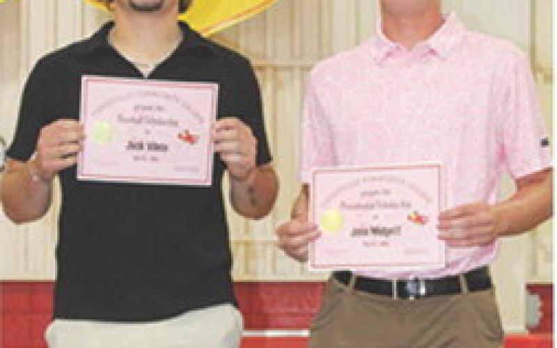 Jack Vilela received a Baseball Scholarship for $13,900 and Jace Midgett received a Baseball Scholarship for $7,000 from Coffeyville Community College during the Senior Assembly, May 16 at the CUHS Gymnasium.