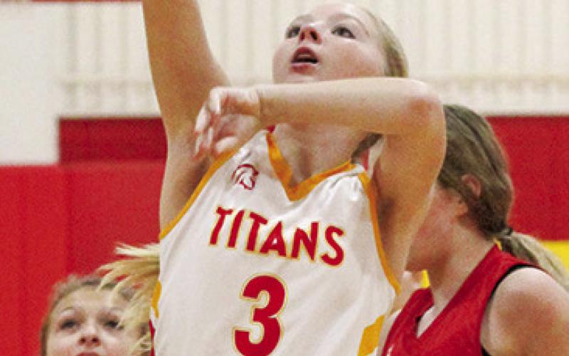 Lady Titan Seventh Grader, Cali Carpino, scored eight points in the Columbus, 33-13, win over Northeast, in Saturday’s Jamboree, at the CUHS Gym.