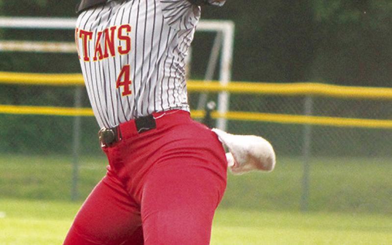 Graci Major, Lady Titan Junior, pitched five innings in relief in the 7-19, loss against Rossville at the Kansas Class 3A State Quarterfinal game, Thursday evening, at Twin Oaks Complex in Manhattan. Graci started eight games pitching 6.1 innings and earned nine wins with an Earned Run Average of .739, allowing 16 runs on 30 hits with 127 strikeouts and six walks. She had two saves in two opportunities.