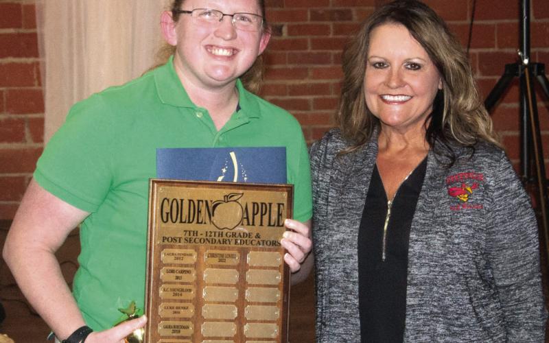 Golden Apple awards will be presented at this year’s Chamber dinner. Christine Lovell was one of last years winners.