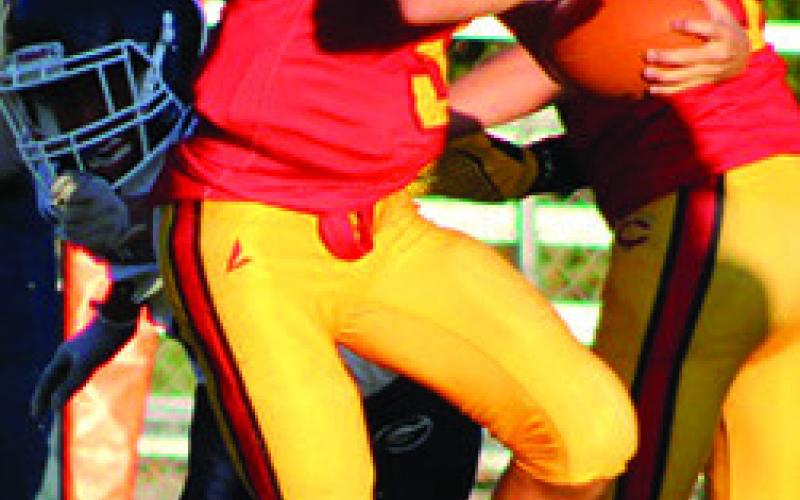 Titan Cole Howard broke away for a 95-yard touchdown run in the 44-22, Columbus win over Galena, Monday night at Titan Stadium. Howard also had a 61-yard scoring run and a passing touchdown to Brody Carter for 61 yards in the win.