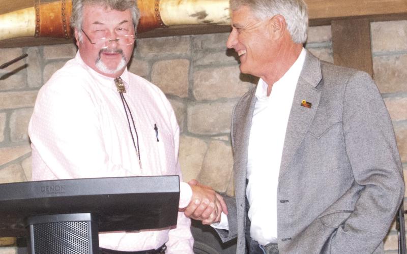 Cherokee County Farm Bureau board member Kyle Rennie introduced Kansas Farm Bureau President Joe Newland and talked about the importance of organization to Cherokee County.