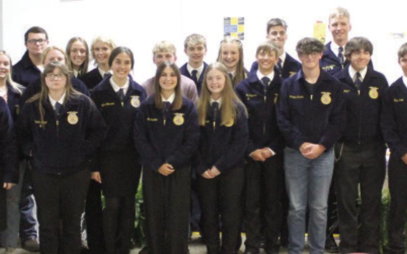 Members of Columbus Future Farmers of America attended the annual awards banquet April 26. In addition to awards presentations, retiring officers were recognized and new officers were announced. Courtesy photo.