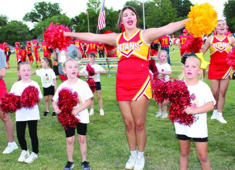 During a recent football game Emma Sutton, Addilyn Garner, Gabryelle Basauri, and Kasyn Casey performed during the halftime show.