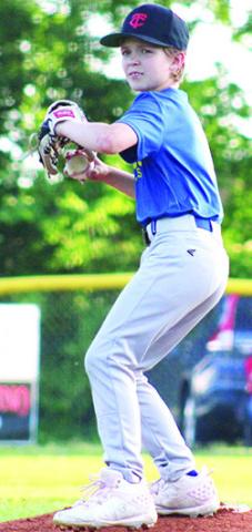 Lucas Natalini, stepped on the mound for Natalini Automotive/NAPA, in the 3-5 loss to B3 Construction, Wednesday, at Volunteer Field in the Community Field Ball Park. (Courtesy photo.)