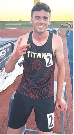 Titan Junior, Levi Simpson, has surpassed a personal and school best mark and met a goal he’s been working on since he stepped on the high school track team. Friday at the Thad Clements Invitational Track and Field Meet in Chanute, Levi ran 800 Meters in a time of 1:59.1 minutes, breaking the 2009 school record set by Wade Robinson of 2:01.66 minutes. Courtesy photo.