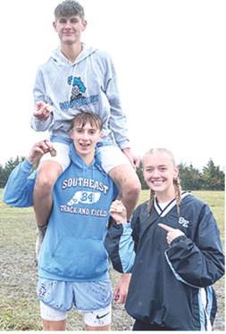 Southeast Lancers Tucker Sutton, Zayne Gabern, and Kendyl Renn qualified for the Kansas Class 2A State Cross Country Meet tomorrow in Wamego. Courtesy photo.