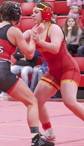 Brooklyn Danley won three matches in the home scramble, Monday, she also won her match in Tuesday’s duels, both on her home mats.