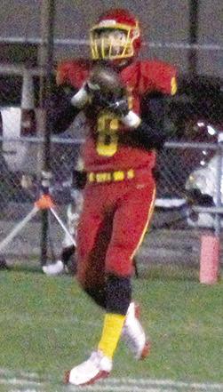 Jace Midgtt, Titan Junior, caught a pass from sophomore, Jett Tanner, and ran in for the first Titan touchdown in the, 20-59, loss to St. Mary’s-Colgan, Friday, in the 2023 Fall Homecoming contest. Jace scored all 20 points with three receiving touchdowns and two point-after-touchdown kicks.