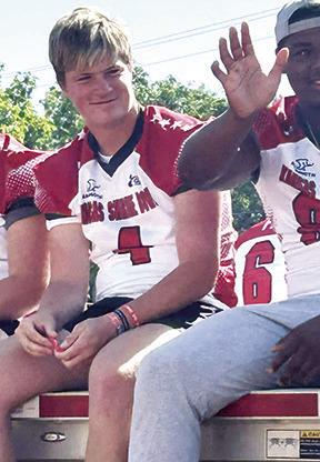 Columbus Titan 2025 Graduate, Jace Midgett, rode the float with his East Team mates during the 52nd Annual Shrine Bowl Parade, Saturday morning, prior to the bowl game, that evening. Courtesy photo.