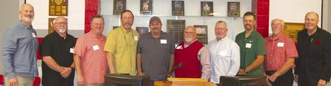 Members of the Baxter Springs 1985 Championship Baseball Team were represented at the Sports Hall of Fame induction ceremony by Jody Adams, Kelly Gilbreath, Phillp Cook, Jeff Karnes, Paul Nixon, Curtis Williams, Doug Puckett, Rusty Spence and coaches Mike Cook and Don Karnes. Additional team members but not pictured included Sean Krokroskia, Kevin Judd, David Edmondson, Tim Mehaffy, Carl Boyd, Scott Madden, Mitchell Harrison, Bobby Arnall, Todd Weaver, Mike Minor, Chris Wene and Bill Buck.