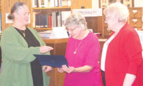 The Daughters of the American Revolution Oceania Hopkins chapter recognized Ella Buzzard.