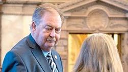 Kansas Senate Vice President Tim Shallenburger, R-Baxter Springs, failed to convince Senate colleagues to block a proposal to use state tax dollars to make a $50 million low-interest loan to Yingling Aviation, a Wichita company controlled by a Florida venture capital firm. (Photo by Sherman Smith/Kansas Reflector)