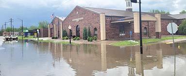 Maple Street and Delaware Street were completely submerged during Wednesday’s storms. Courtesy photo.