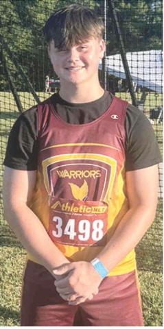 Jace Gaither took third in two events to qualify for the AAU Junior Olympic Track and Field Meet in the 15-16 year-old, Shot Put and Discus events at the Region 16 AAU Meet, June 26-29 in Springfield, Mo. Courtesy photo.