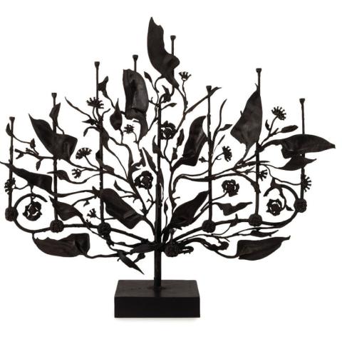 Happy Hanukkah. Many modern artists have designed beautiful, unique menorahs, like this wrought-iron masterpiece by sculptor Judith Brown. Photo Credit: Auctions at Showplace, NYC (c) 2025 by Cowles Syndicate Inc.