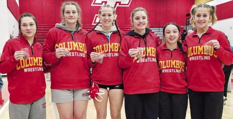 Six Lady Titans Wrestlers punched their tickets to the Kansas Class 4A State Wrestling Tournament with top eight finishes at the Class 4A East Regional Tournament, Saturday. Kayleigh Morgan, 135; Adalynn Hutto, 190; Cara Altis, 125; Brooklyn Collingsworth, 130; Hannah Noel, 105; and Tatum Kirk, 120 will be taking their skills to the mats in Salina, February 27 and 28, at the Tony’s Pizza Event Center. Courtesy photo.