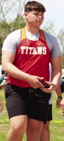 Titan Sophomore, Carter Henry, placed fifth in the discus, Friday, at the Annual Optimist Track and Field Meet in Girard.