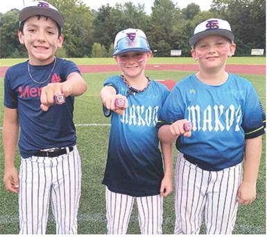Three local ball players brought home the hardware in their first fall season tournament of the year. Lucas Haviland, Lee Snow, and Cruz Sharp played in the tournament with their fall baseball team, the Fox Sports Sox, in their season opener over the weekend in Fayetteville, Ark. The team had five wins and no losses to earn their championship rings. Courtesy photo.
