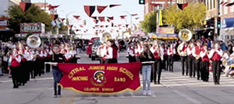 Central Junior High Marching Band traveled to Independence for the Neewollah Parade in October. The band spends much time rehearsing in order to represent Columbus at area events. Courtesy photo.