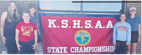 The CUHS Lady Titan Golf Team spent Monday and Tuesday in Emporia for the Kansas Class 3-1A State Golf Tournament. Senior, Anna Head, sophomores, Amory Neely, Natalie Wary, Hannah Noel, and senior, Mallory Thompson teed off Monday morning. At the end of the day, Mallory and Natalie had qualified for the day-two, championship round and Amory had missed the cut by one stroke. Courtesy photo.