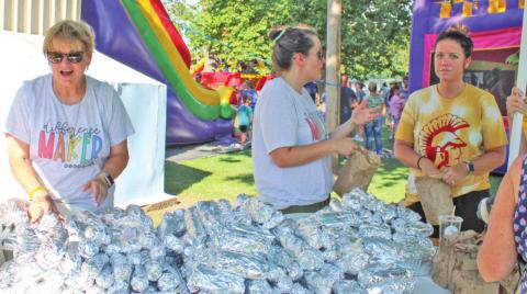 Hot dogs were pile high