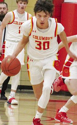 Titan Freshman, Drake Laurance, scored 20 points in the Columbus win at St. Paul, 63-43, Tuesday.