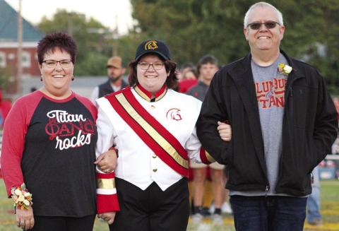 Lady Titan Senior, Madison Richards, was recognized during Senior Night Ceremonies, October 13, at Titan Stadium. Madison is a four-year member of the Titan Band. She was escorted by her parents, Kim and Drew Richards.