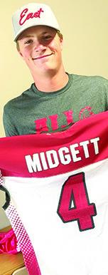 Columbus Titan 2025 Graduate, Jace Midgett, received his gear for the 52nd Kansas Shrine Bowl during check-in for the week of practice and festivities in Dodge City. Courtesy photo.