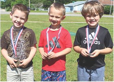 Winners in the boys race at the Park Elementary Field Day were second place Blaze Elmore, first place Miles Jarrett and third place Jax Leet