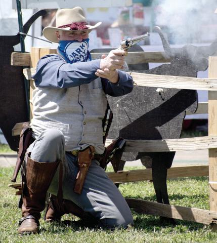 Members of the Sons of the Confederacy Private Riley Crawford Camp #2348 assisted with the old west shootout at Cowton Days in Baxter Springs.