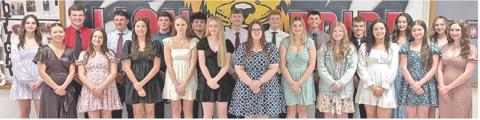 Baxter Springs High School held National Honor Society inductions March 11. Current members include Logan Abbott, Ella Boeckman, Kierstan Burgraff, Isabella CasadaNolan Commons, Taylor Cox, Allison Hall, Alexis Hatcher, Devyn Hopkins, Allie Judd, Ivan Ogle, Grady Roller, Jayme VonBrookner, Payton Wheeler and Brooks Walker. New members inducted were Maliah Avery, Weston Buck, Jaylee Hessee, Oliver Kerr, Andrew Low, Isaiah Main, Jada Palmer, Cole Parrish, Kadence Underhill and Kailee Wixon. Courtesy photo.