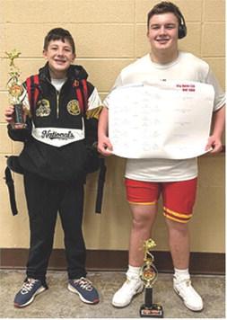 Cam Carter placed second and Cajen Smith won the championship of their respective weight classes at the Tournament of Champions Saturday in Salina. Courtesy photo.