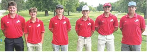 The Baxter Springs Lions placed sixth as a team in the Kansas Class 3A State Golf Tournament, Monday and Tuesday at Topeka’s Lake Shawnee Golf Course. Freshman, Colt McCoy led the Lions with his 11th place finish. Team members are: Landon Atkinson, Colt McCoy, Riley Daniel, Ethan McCoy, Cole Parrish, and Jarrett Lawson. Courtesy Photo.